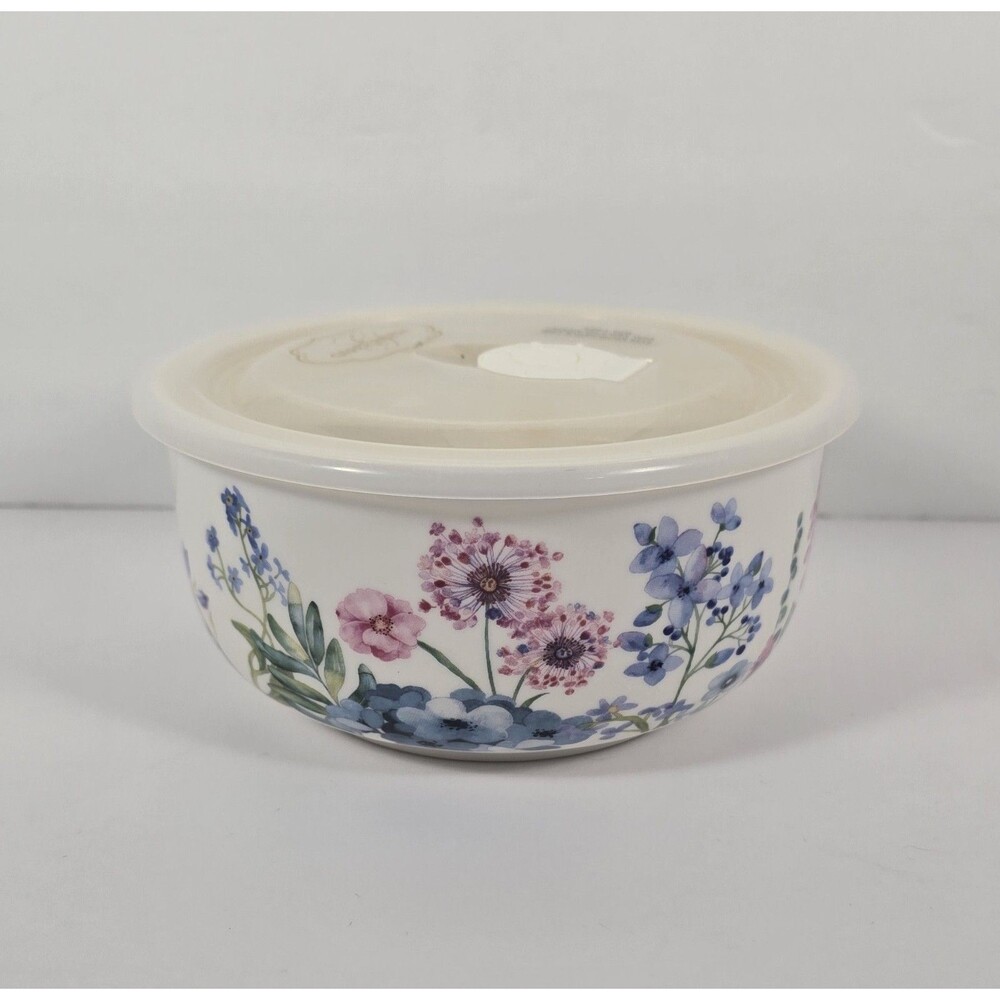 Grace Pantry Floral Porcelain Storage Cereal Soup Bowl Vented Lid